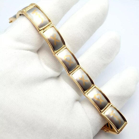 Vintage! Tiffany & Co Picasso 18k Yellow Gold Platinum Signature Panel Bracelet - Picture 9 of 14